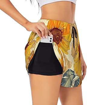 Womans Swim Trunks Sunflower Flower Floral Swim Shorts Quick